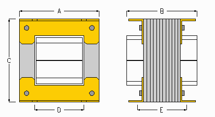 Dimensions - Transformer with 4xBracket Fixing 25-550VA