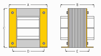 Dimensions - Transformer with 4x L-Shaped Fixing 20-550VA