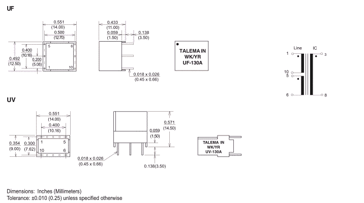 Dimensions & Schematic - Pins