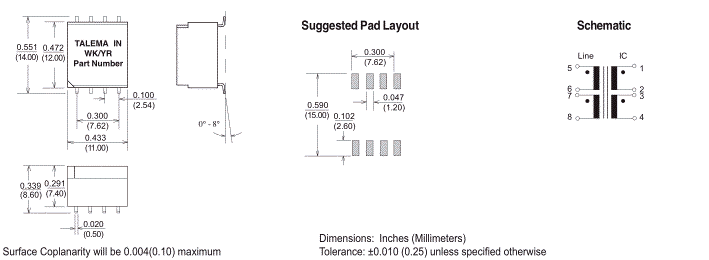 Dimensions & Schematic - Pins