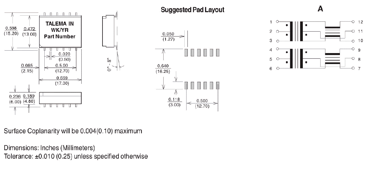 Dimensions & Schematic - Pins