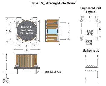 Mechanical Layout - Type TVT Through Hole Mount